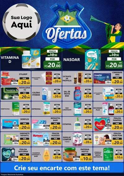 Modelo de Encarte para Encarte A4 Vertical com o tema Ofertas (Futebol) para Farmácia