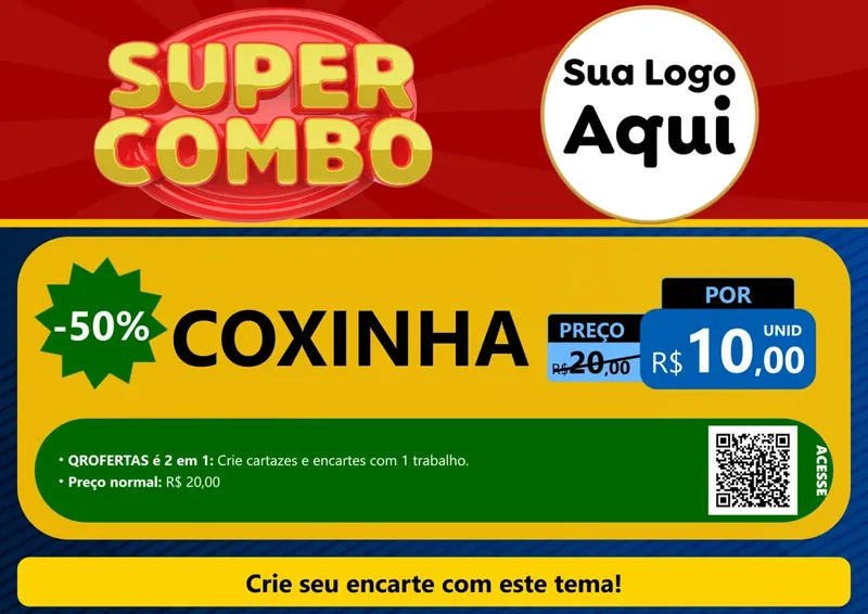Modelo de Cartaz para Cartaz A4 Horizontal com o tema Super Combo para Salgadaria