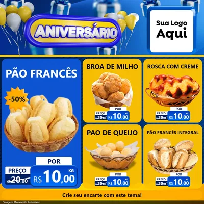 Modelo de Rede Social para Feed Facebook com o tema Aniversário para Padaria