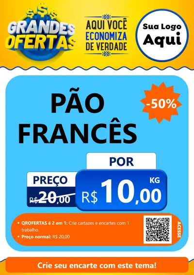 Modelo de Cartaz para Cartaz A4 Vertical com o tema Grandes Ofertas para Padaria