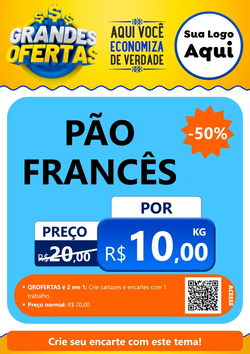 Modelo de Cartaz para Cartaz A4 Vertical com o tema Grandes Ofertas para Padaria