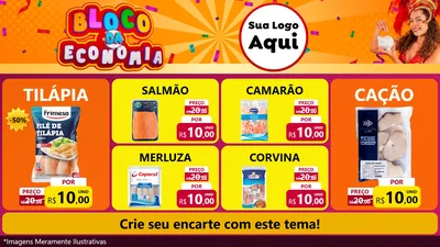 Modelo de TV para TV Horizontal com o tema Bloco da Economia para Peixaria
