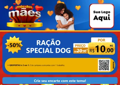 Modelo de Cartaz para Cartaz A4 Horizontal com o tema Mês das Mães para Pet Shop