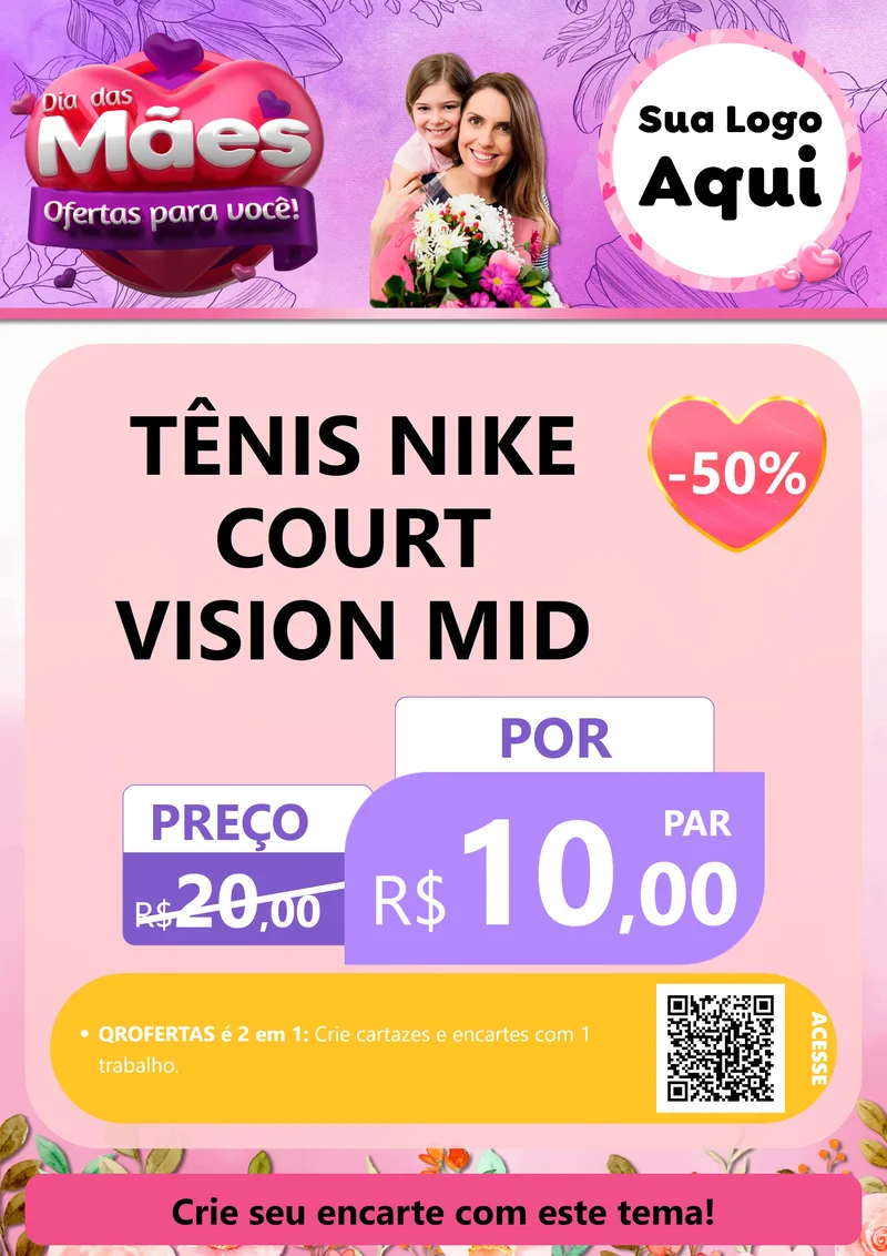 Modelo de Cartaz para Cartaz A4 Vertical com o tema Dia das Mães Ofertas para Você! para Calçados