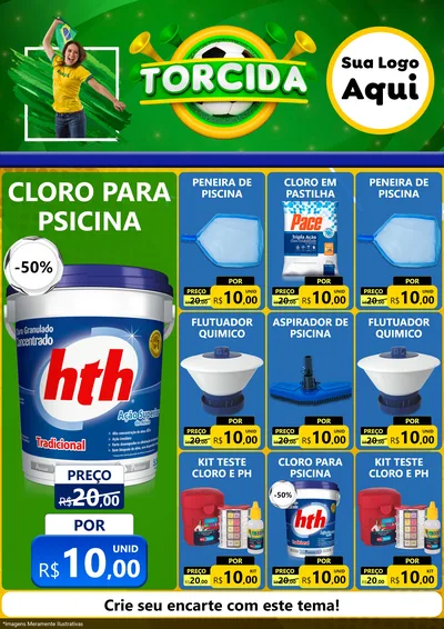 Modelo de Encarte para Encarte A4 Vertical com o tema Torcida para Produtos para Piscina