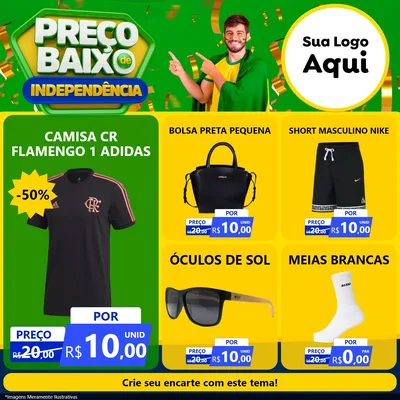 Modelo de Rede Social para Feed Facebook com o tema Preço Baixo de Independência para Roupas e acessórios