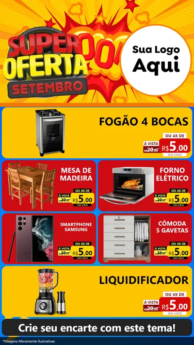 Modelo de TV para TV Vertical com o tema Super Oferta Setembro para Móveis e Eletro