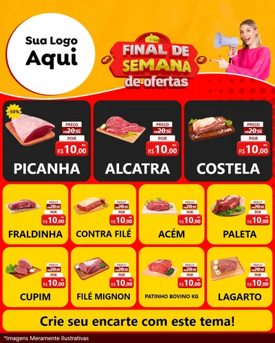 Modelo de Rede Social para Feed Instagram com o tema Final de Semana de Ofertas para Açougue
