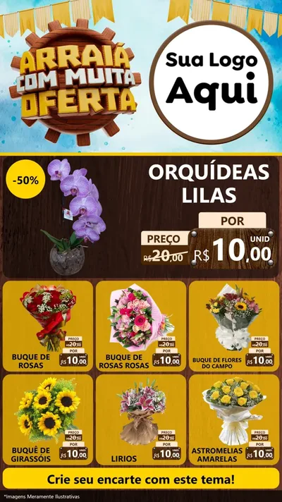 Modelo de Rede Social para Stories com o tema Ofertas de São João - Junina para Floricultura e jardim