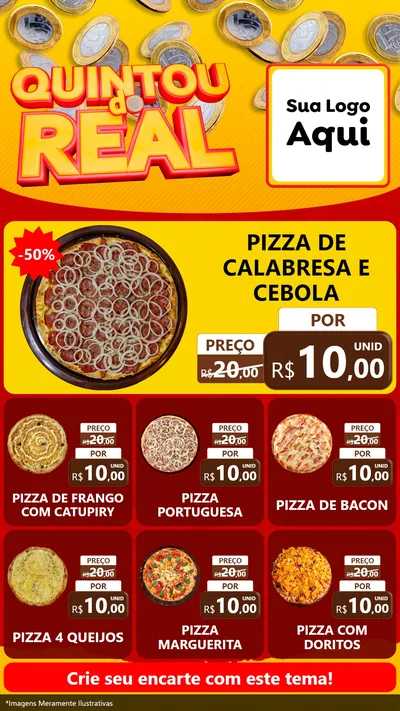 Modelo de Rede Social para Stories com o tema Quintou do Real para Pizzaria