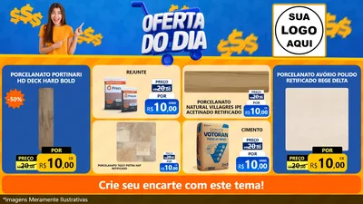 Modelo de TV para TV Horizontal com o tema Oferta do Dia para Pisos e revestimentos