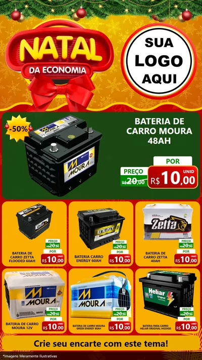 Modelo de Rede Social para Stories com o tema Natal da Economia para Baterias Elétricas
