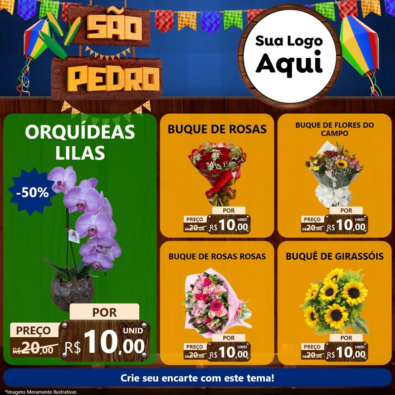 Modelo de Rede Social para Feed Facebook com o tema São Pedro para Floricultura e jardim