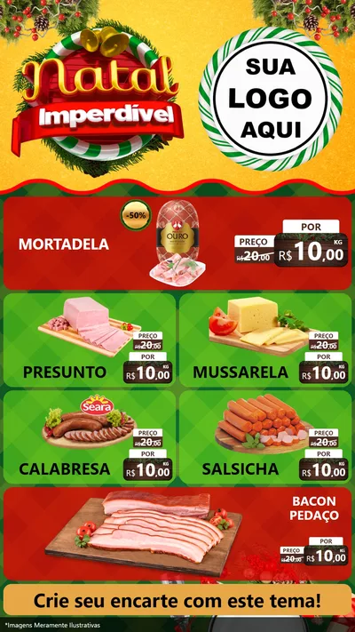 Modelo de TV para TV Vertical com o tema Natal Imperdível para Frios e Laticínios