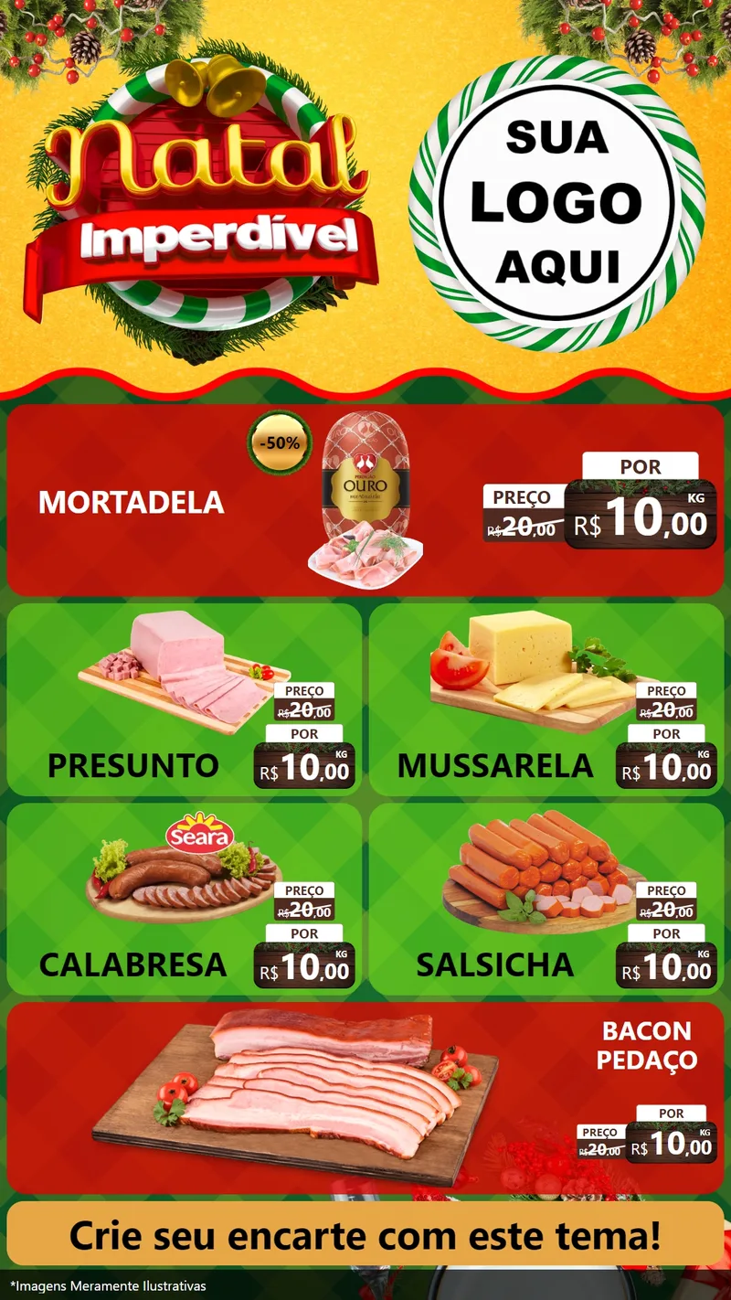 Modelo de TV para TV Vertical com o tema Natal Imperdível para Frios e Laticínios