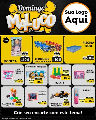 Modelo de Rede Social para Feed Instagram com o tema Domingo Maluco para Brinquedos