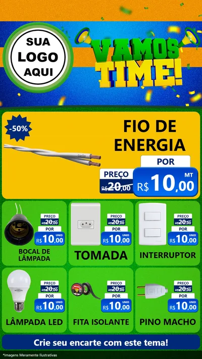 Modelo de Rede Social para Stories com o tema Vamos Time! para Materiais Elétricos