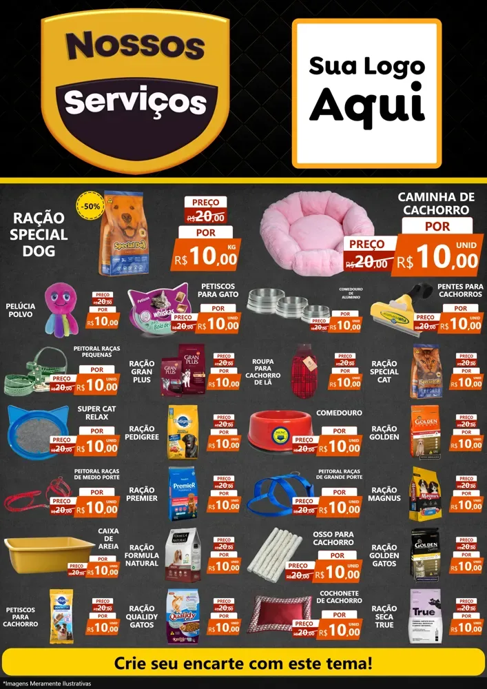Modelo de Encarte para Encarte A4 Vertical com o tema Nossos Serviços para Pet Shop