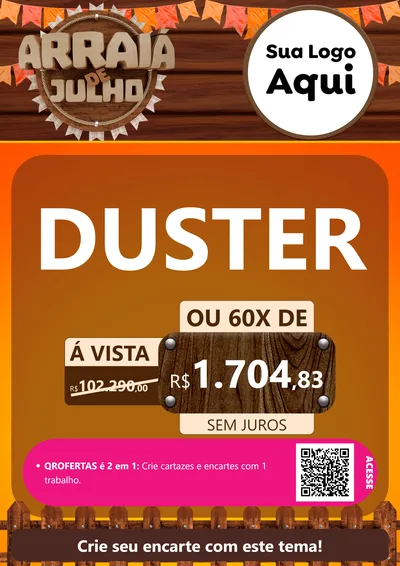 Modelo de Cartaz para Cartaz A4 Vertical com o tema Arraiá de Julho - Junina para Concessionaria de Carros
