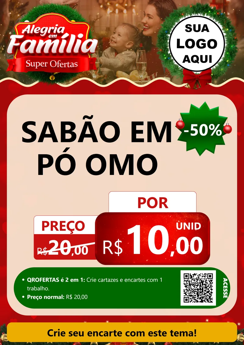 Modelo de Cartaz para Cartaz A4 Vertical com o tema Alegria Em Família - Super Ofertas para Produtos de Limpeza