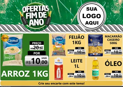 Modelo de Encarte para Encarte A4 Horizontal com o tema Ofertas Fim de Ano para Supermercado