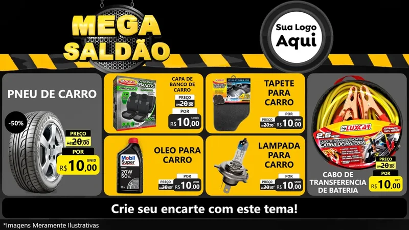 Modelo de TV para TV Horizontal com o tema Mega Saldão para Auto peças