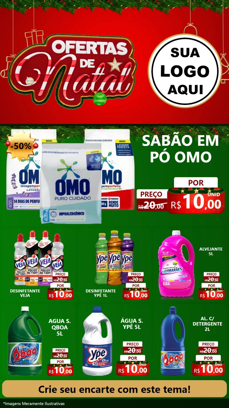 Modelo de Rede Social para Stories com o tema Ofertas de Natal para Produtos de Limpeza