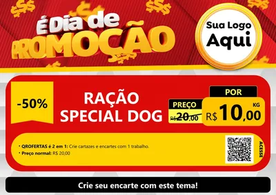 Modelo de Cartaz para Cartaz A4 Horizontal com o tema É Dia De Promoção para Pet Shop