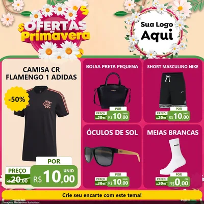 Modelo de Rede Social para Feed Facebook com o tema Ofertas de Primavera para Roupas e acessórios