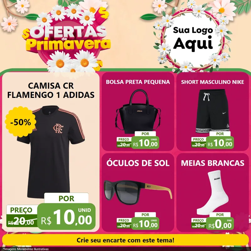 Modelo de Rede Social para Feed Facebook com o tema Ofertas de Primavera para Roupas e acessórios