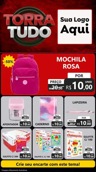 Modelo de Rede Social para Stories com o tema Torra Tudo para Papelaria