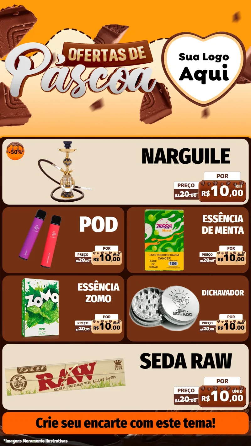 Modelo de TV para TV Vertical com o tema Ofertas de Páscoa para Tabacaria