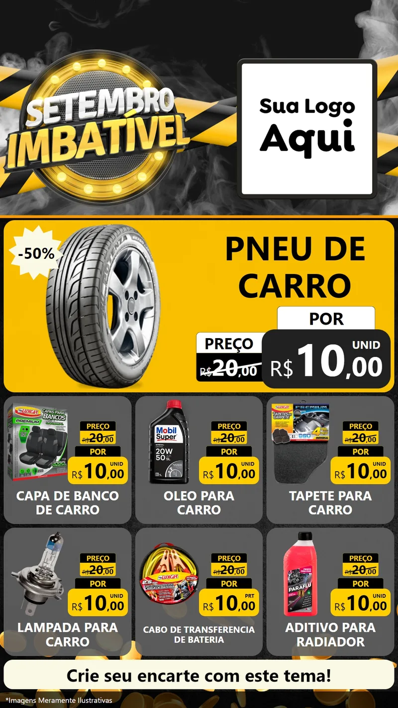 Modelo de Rede Social para Stories com o tema Setembro Imbatível para Auto peças