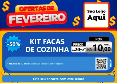 Modelo de Cartaz para Cartaz A4 Horizontal com o tema Ofertas de Fevereiro para Utilidades Domésticas