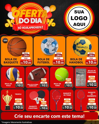 Modelo de Rede Social para Feed Instagram com o tema Oferta do Dia - Só hoje, Aproveite! para Artigos Esportivos