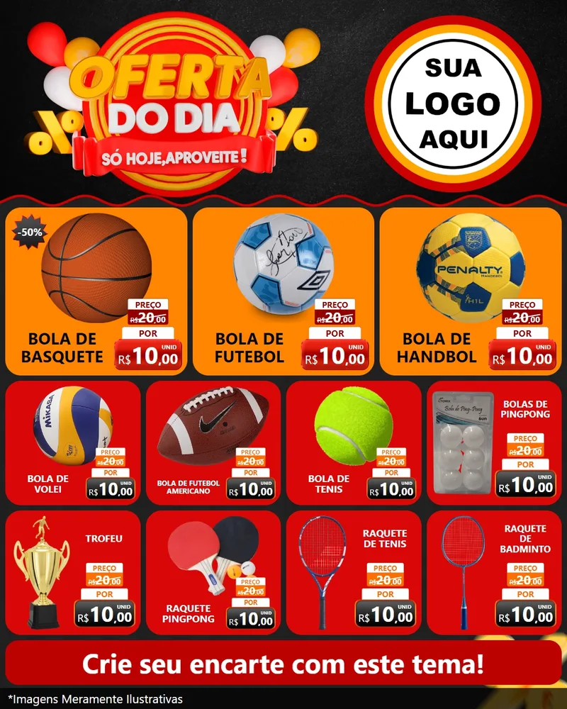 Modelo de Rede Social para Feed Instagram com o tema Oferta do Dia - Só hoje, Aproveite! para Artigos Esportivos