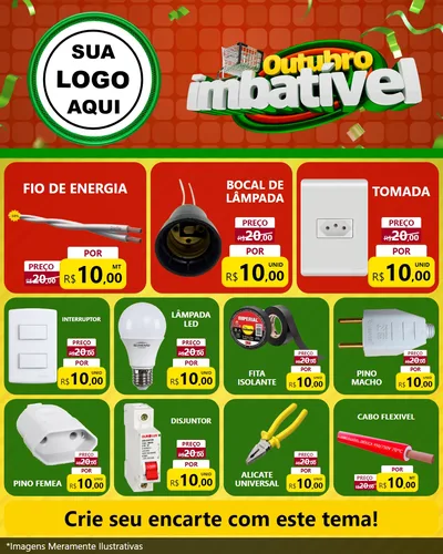 Modelo de Rede Social para Feed Instagram com o tema Outubro Imbatível para Materiais Elétricos