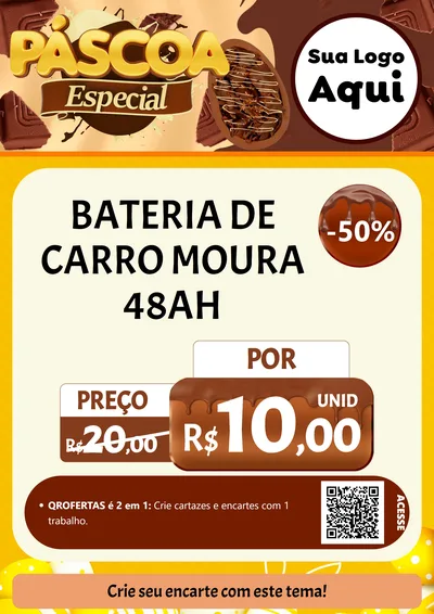 Modelo de Cartaz para Cartaz A4 Vertical com o tema Páscoa Especial para Baterias Elétricas