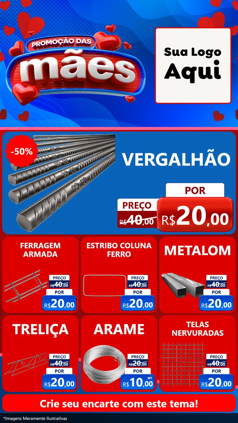 Modelo de Rede Social para Stories com o tema Promoção das Mães para Ferragens