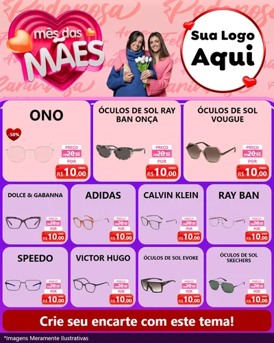 Modelo de Rede Social para Feed Instagram com o tema Mês Das Mães para Óticas