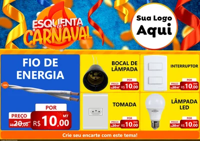 Modelo de Encarte para Encarte A4 Horizontal com o tema Esquenta de Carnaval para Materiais Elétricos