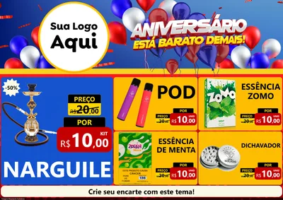 Modelo de Encarte para Encarte A4 Horizontal com o tema Aniversário para Tabacaria