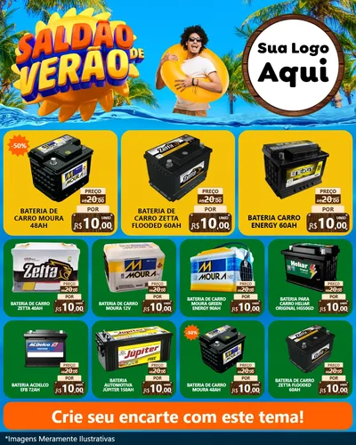 Modelo de Rede Social para Feed Instagram com o tema Saldão de Verão para Baterias Elétricas