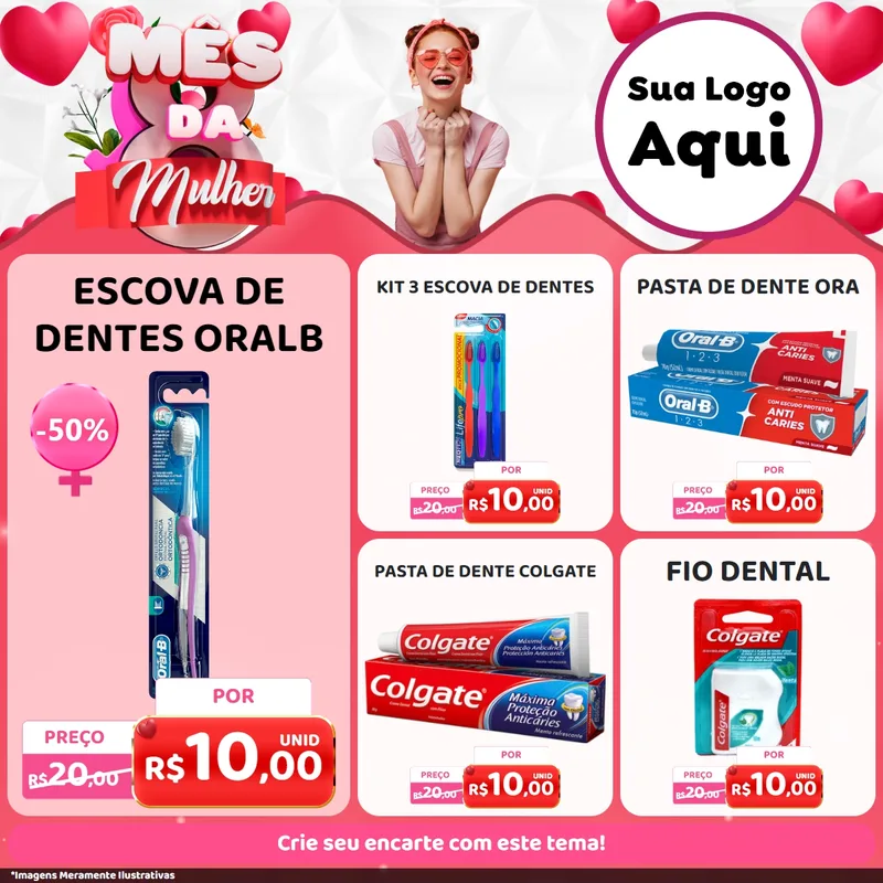 Modelo de Rede Social para Feed Facebook com o tema Mês da Mulher para Higiene Pessoal
