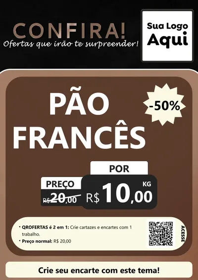 Modelo de Cartaz para Cartaz A4 Vertical com o tema Confira! Ofertas que irão te surpreender! para Padaria