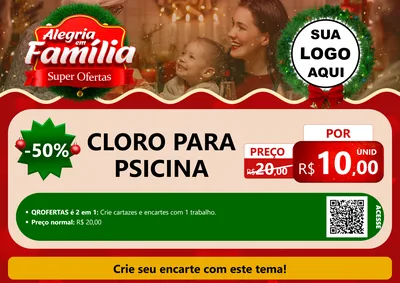 Modelo de Cartaz para Cartaz A4 Horizontal com o tema Alegria Em Família - Super Ofertas para Produtos para Piscina