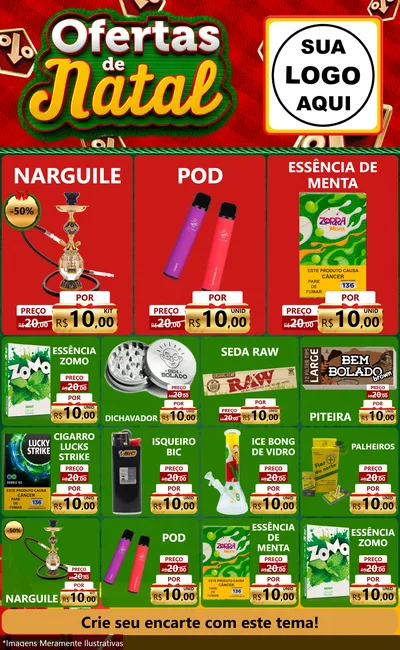 Modelo de Encarte para Encarte Grande com o tema Ofertas de Natal para Tabacaria
