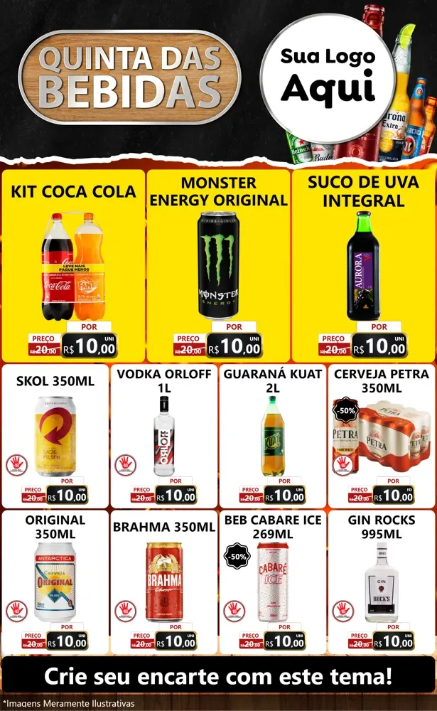 Modelo de Encarte para Encarte Grande com o tema Quinta das Bebidas para Distribuidora de bebidas