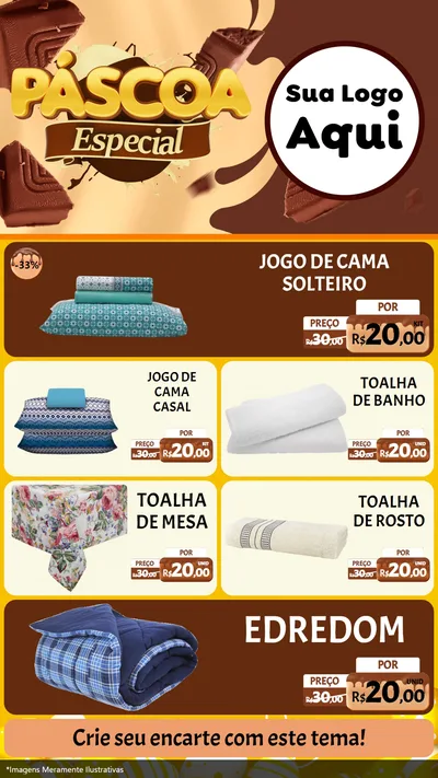 Modelo de TV para TV Vertical com o tema Páscoa Especial para Cama, Mesa e Banho