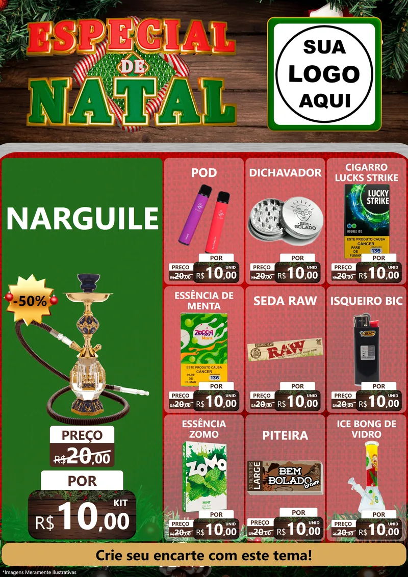 Modelo de Encarte para Encarte A4 Vertical com o tema Especial de Natal para Tabacaria